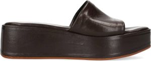 Sacha Dames Donkerbruine plateau slippers