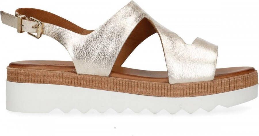 Sacha Dames Goudkleurige leren plateau sandalen - Schoenen.nl