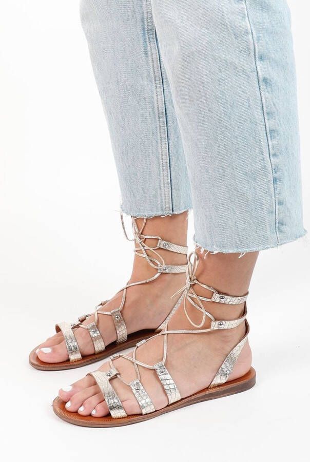 Sacha Dames Goudkleurige leren sandalen - Foto 2