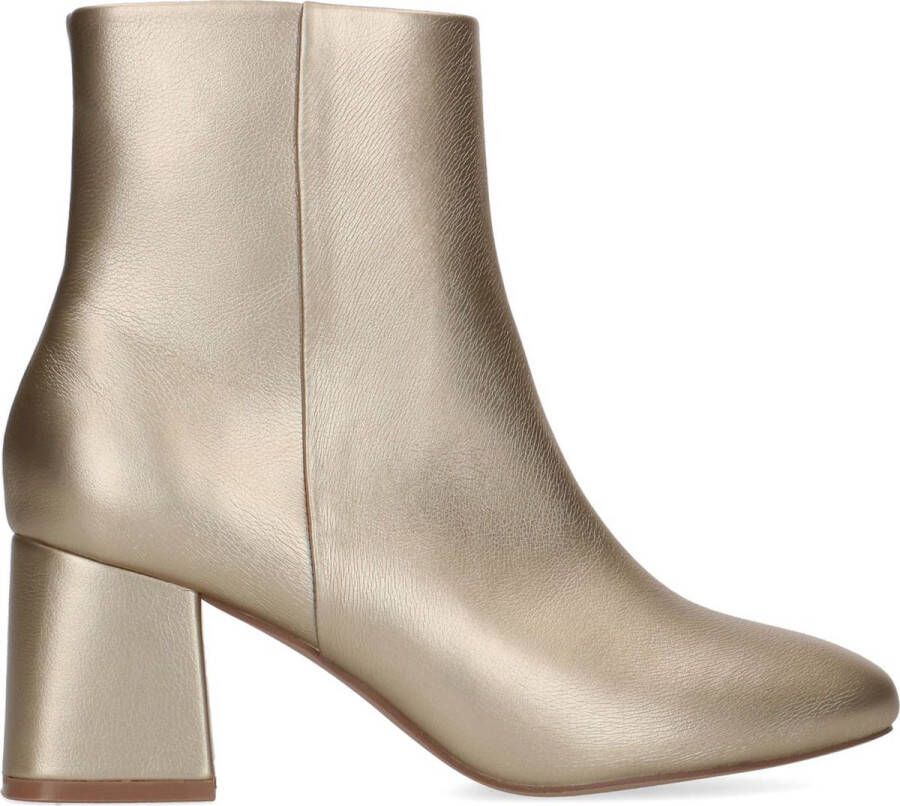 Sacha Dames Goudkleurige enkellaarsjes met blokhak