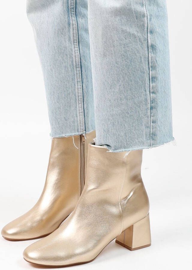 Sacha Dames Goudkleurige enkellaarsjes met blokhak