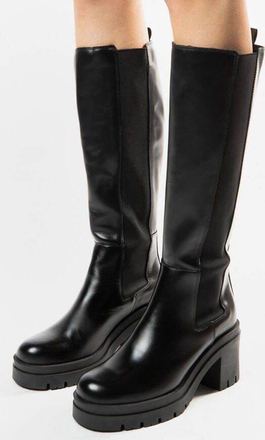 Sacha Dames Hoge zwarte chelsea boots met blokhak