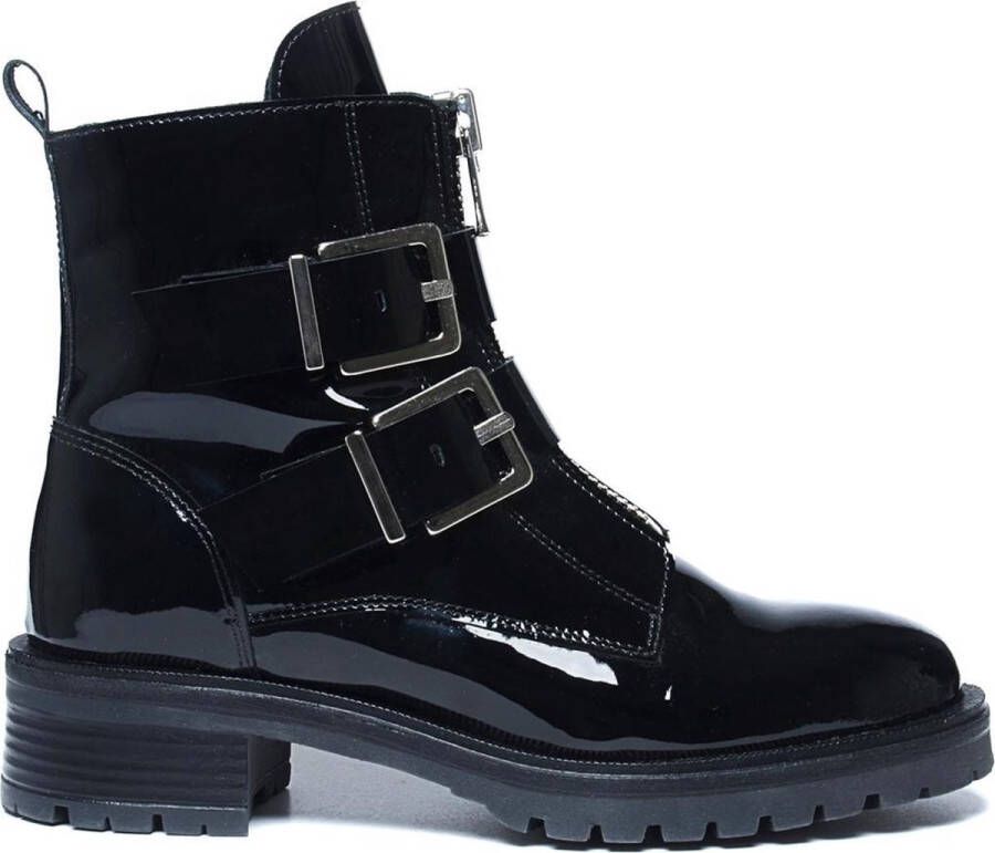 Sacha Dames Lak leren biker boots met gespen en rits Schoenen