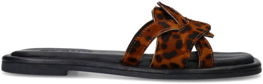 Sacha Dames Leopard leren slippers