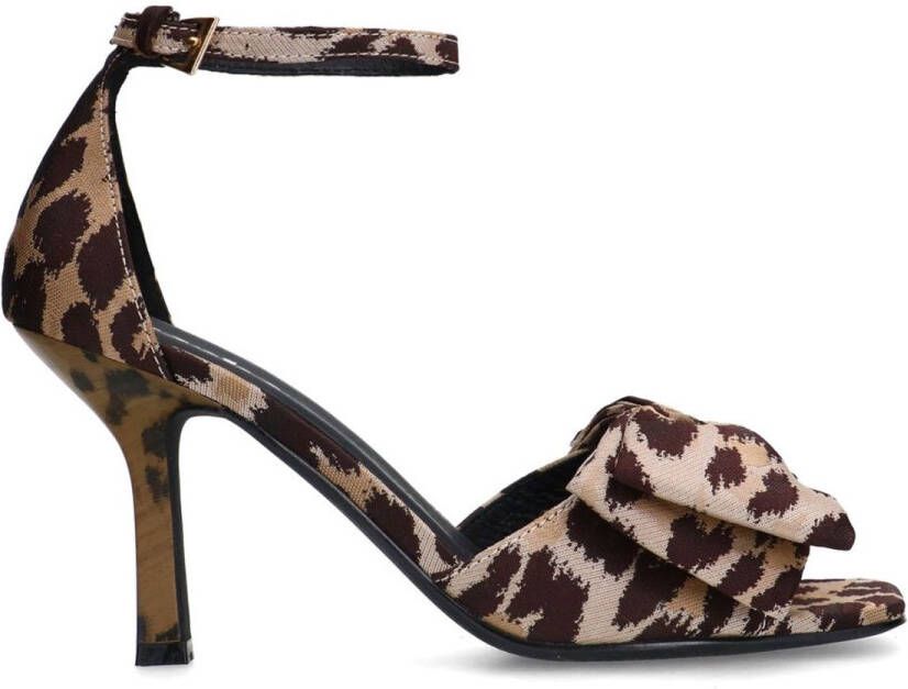 Sacha Dames Leopard sandalen met hak en strik