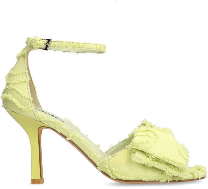 Sacha Dames Lime groene sandalen met hak en strik