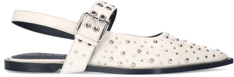 Sacha Dames Off white leren slingbacks met studs en gesp