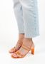 Sacha Dames Oranje metallic hak sandalen met bandjes - Thumbnail 4