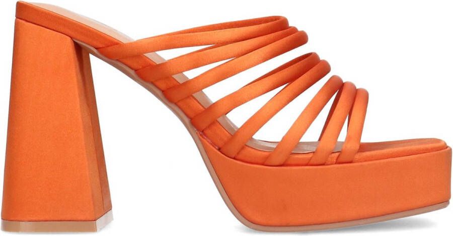 Sacha Dames Oranje satin sandalen met plateau hak - Foto 2