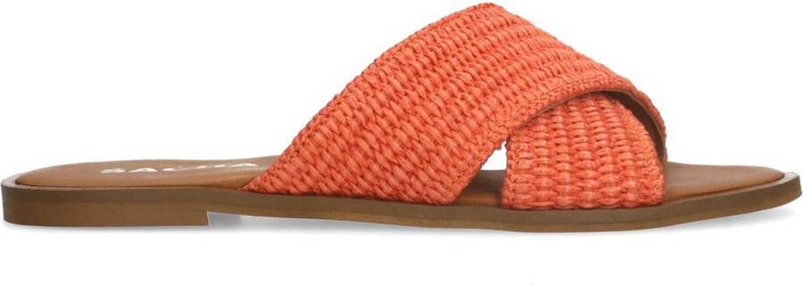 Sacha Dames Oranje slippers met gekruiste bandjes