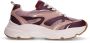Sacha Dames Paarse leren sneakers met rode details - Thumbnail 1