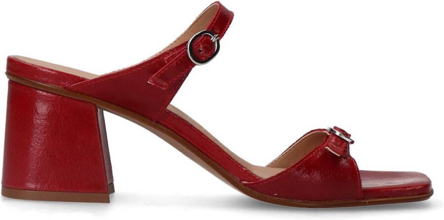 Sacha Dames PRE-ORDER Rode leren sandalen met hak
