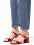 Sacha Dames PRE-ORDER Rode leren sandalen met hak - Thumbnail 6