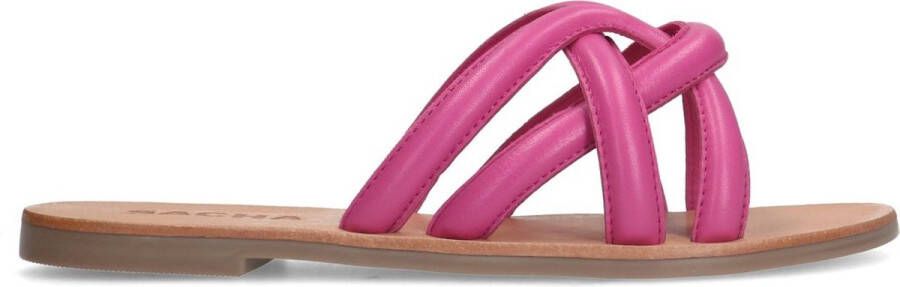 Sacha Dames Roze leren slippers