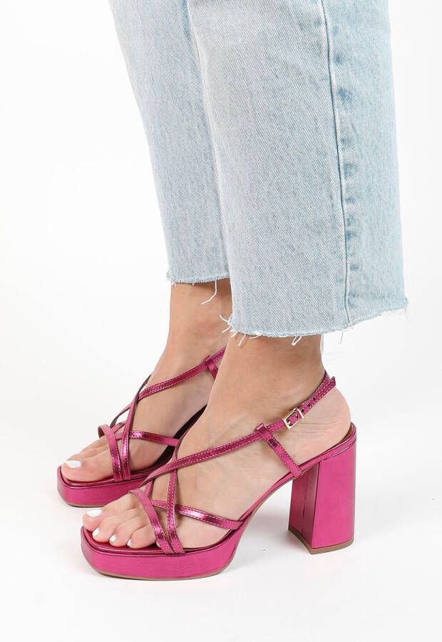 Sacha Dames Roze metallic sandalen met hak - Foto 2