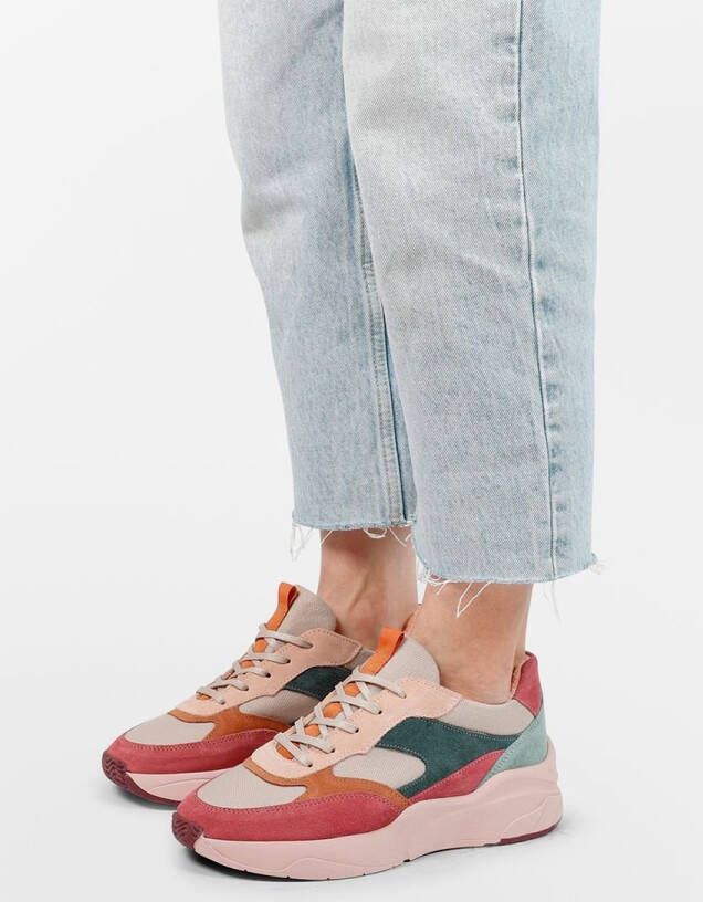 Sacha Dames Roze multicolor suède sneakers