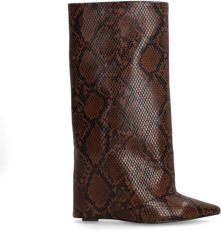 Sacha Dames Snake hoge sleehak laarzen met flap