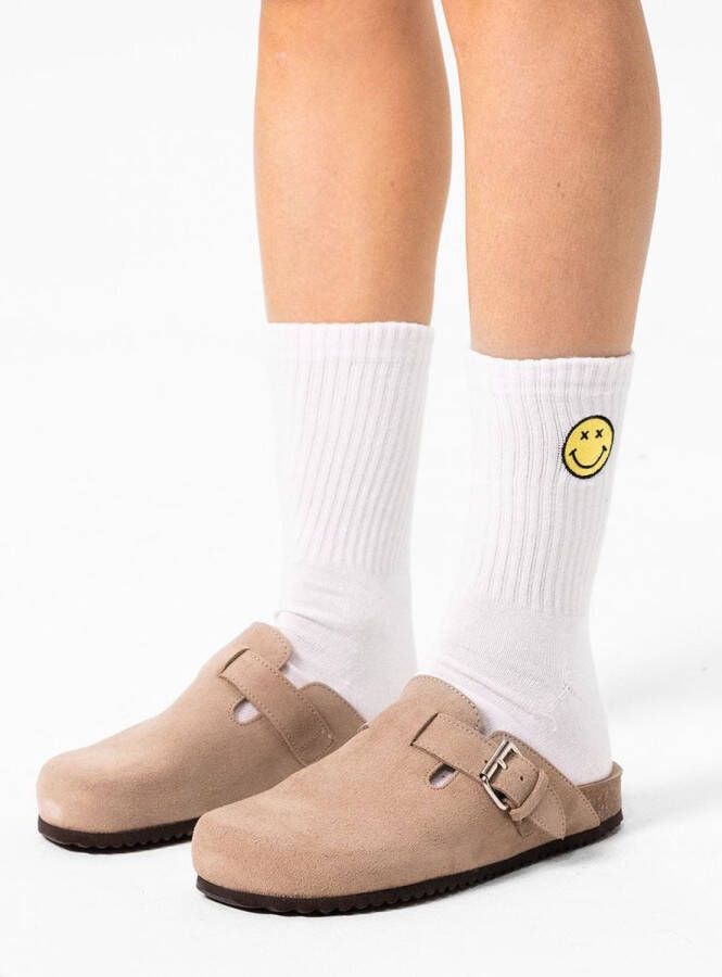 Sacha Dames Taupe suède clogs met gesp