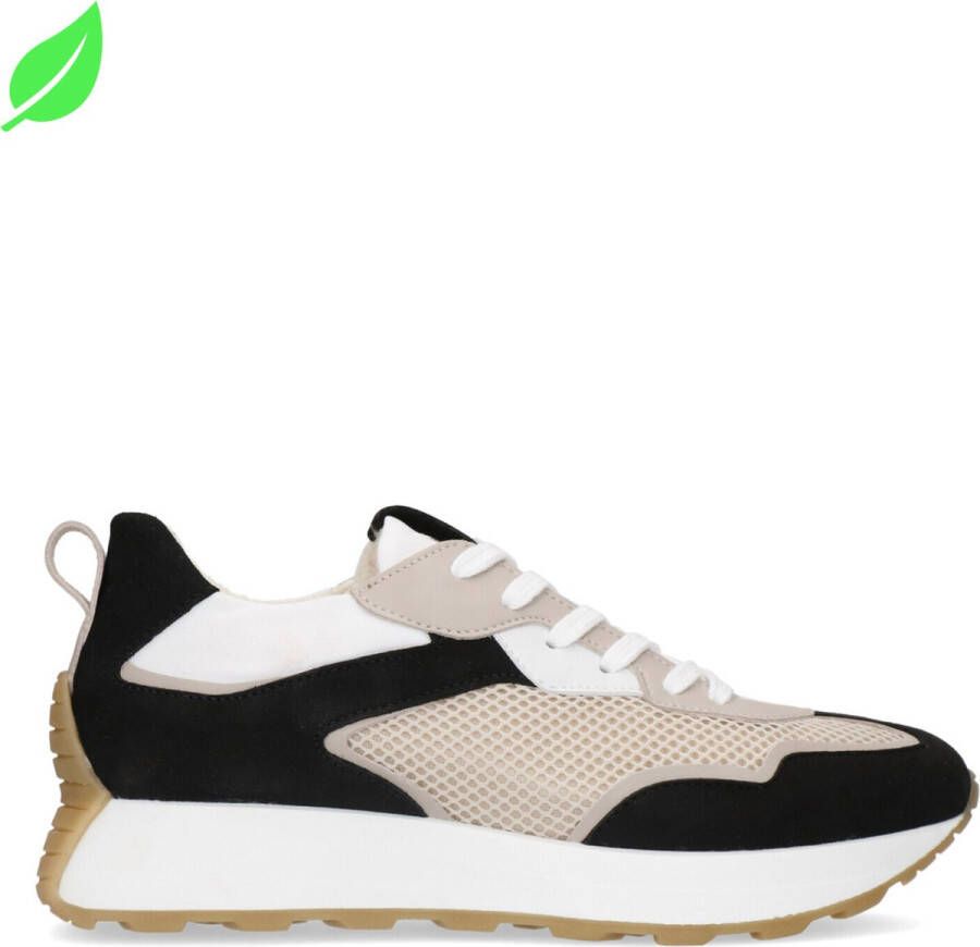 Sacha Dames Vegan beige sneakers met zwarte details