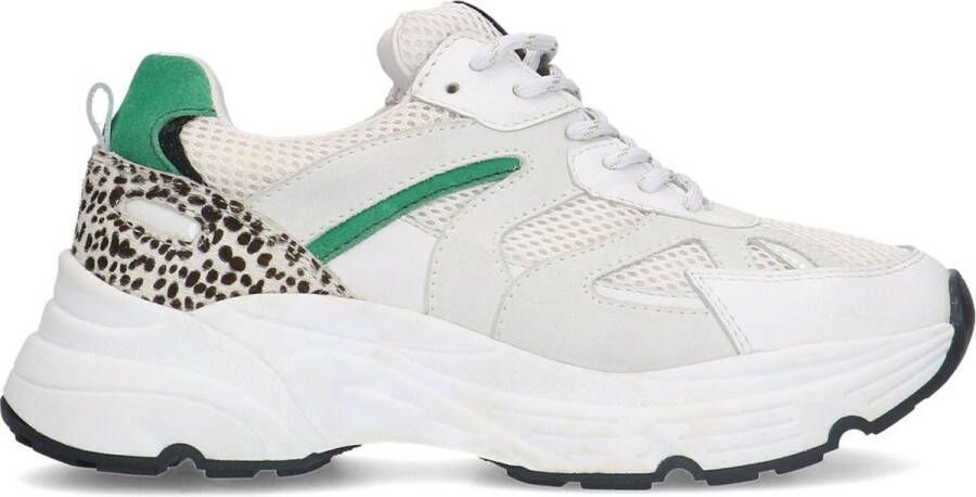 Sacha Dames Witte chunky dot sneakers met groene details