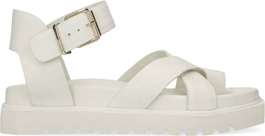 Sacha Dames Witte leren plateau sandalen