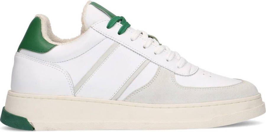 Sacha Dames Witte leren sneakers met groene details