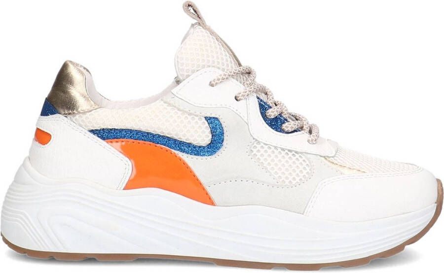 Sacha Dames Witte leren sneakers met oranje details