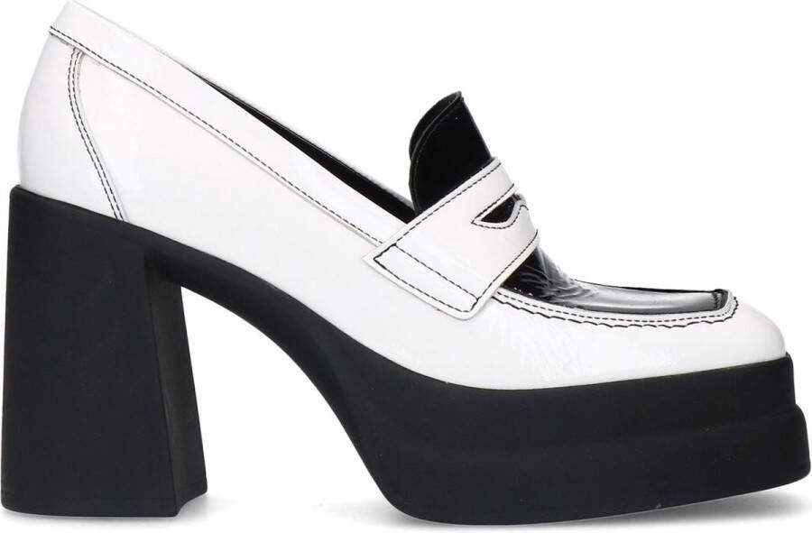 Sacha Dames Witte loafer pumps met plateau hak