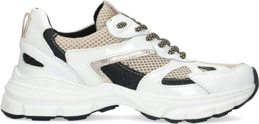 Sacha Dames Witte marathon sneakers met zwarte glitter details