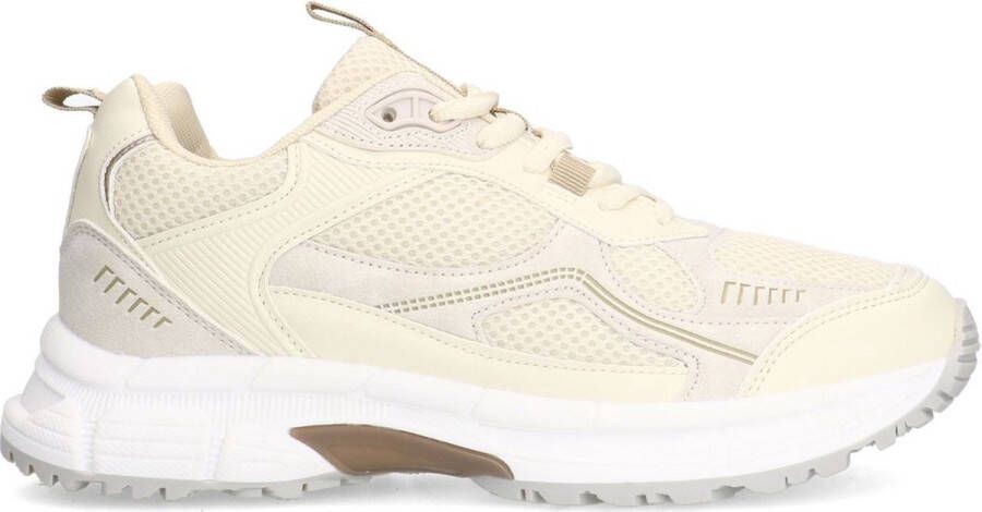 Sacha Dames Witte sneakers met beige details