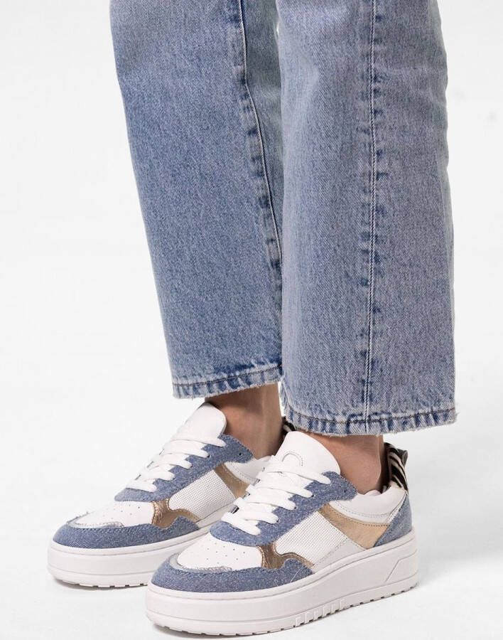 Sacha Dames Witte sneakers met denim details