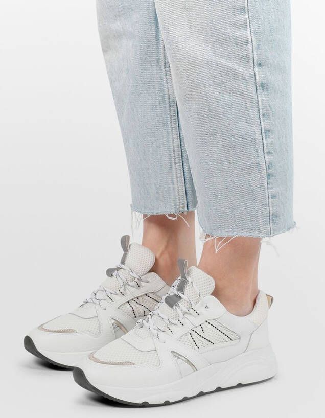 Sacha Dames Witte sneakers met goudkleurige details