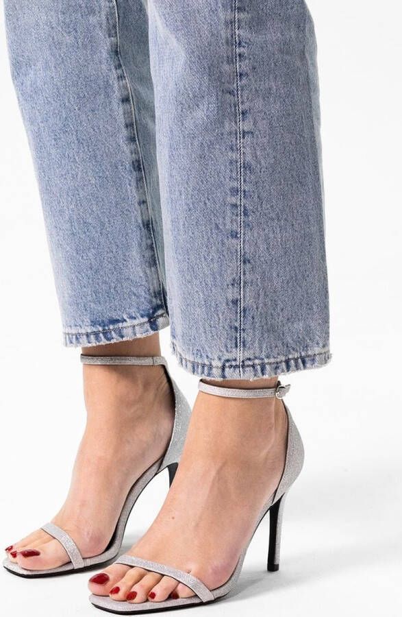 Sacha Dames zilveren hak sandalen met gillter
