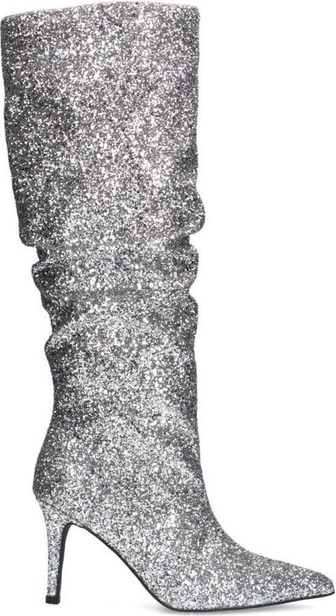 Sacha Dames Zilveren hoge glitter laarzen
