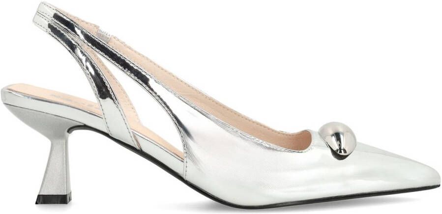 Sacha Dames Zilveren metallic slingback pumps