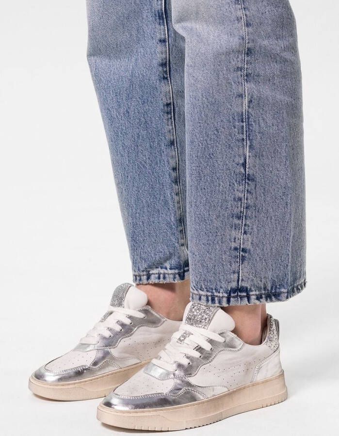 Sacha Dames Zilveren metallic sneakers met glitters