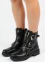 Sacha Dames Zwarte biker boots met zilverkleurige gespen - Thumbnail 3