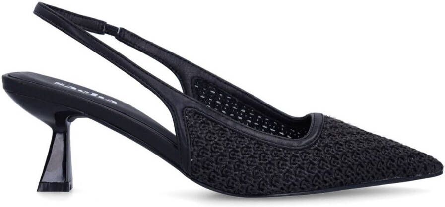 Sacha Dames Zwarte gevlochten slingback pumps