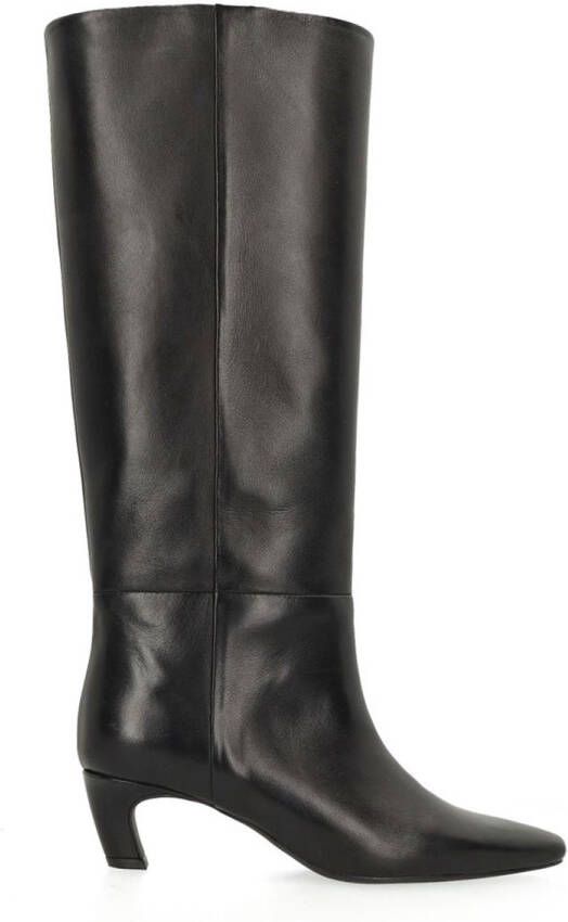 Sacha Dames Zwarte hoge leren laarzen met hak