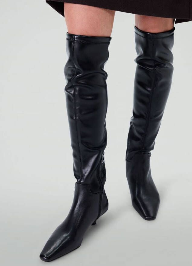 Sacha Dames Zwarte hoge stretch laarzen met kitten heel - Foto 2