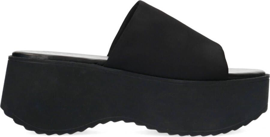 Sacha Dames Zwarte hoge wedge sandalen
