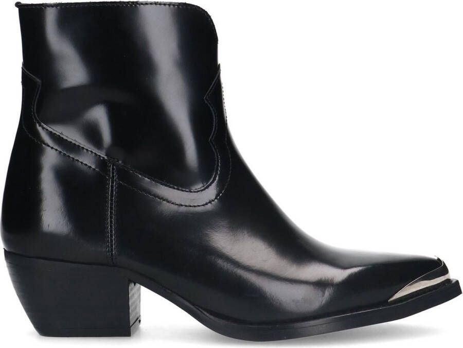 Sacha Dames Zwarte leren cowboy enkellaarsjes Schoenen