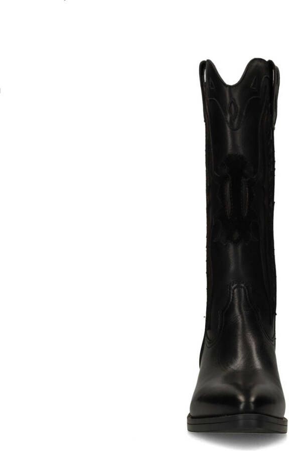 Sacha Dames Zwarte leren cowboylaarzen met suède details