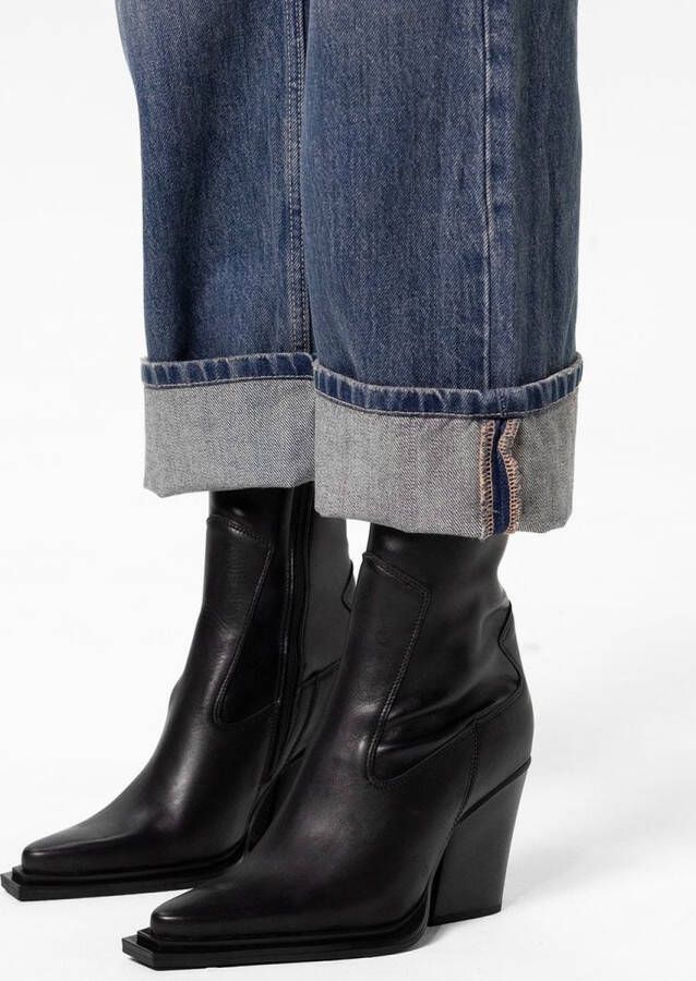 Sacha Dames Zwarte leren enkellaarsjes met hak