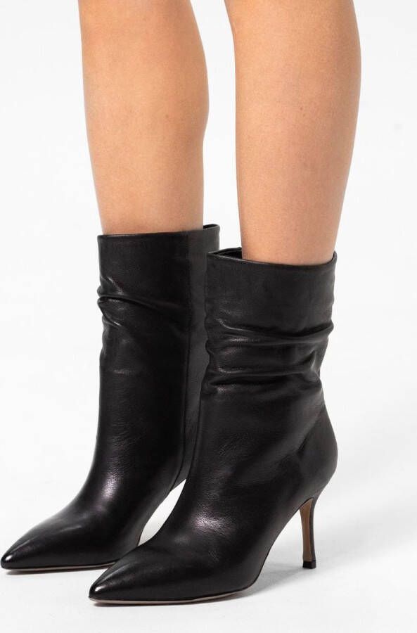 Sacha Dames Zwarte leren enkellaarsjes met naaldhak