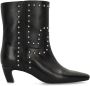 Sacha Dames Zwarte leren enkellaarsjes met zilverkleurige studs - Thumbnail 2