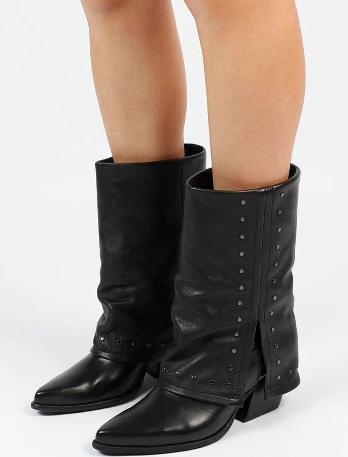 Sacha Dames Zwarte leren laarzen met studs