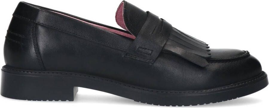 Sacha Dames Zwarte leren loafers met franjes