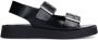 Sacha Dames Zwarte leren plateau sandalen met zilverkleurige buckles - Thumbnail 2