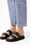 Sacha Dames Zwarte leren plateau slippers met buckles - Thumbnail 2